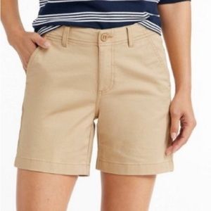L.L. Bean Favorite Fit Shorts Flat Front Chino Short In Tan (Boulder) S…